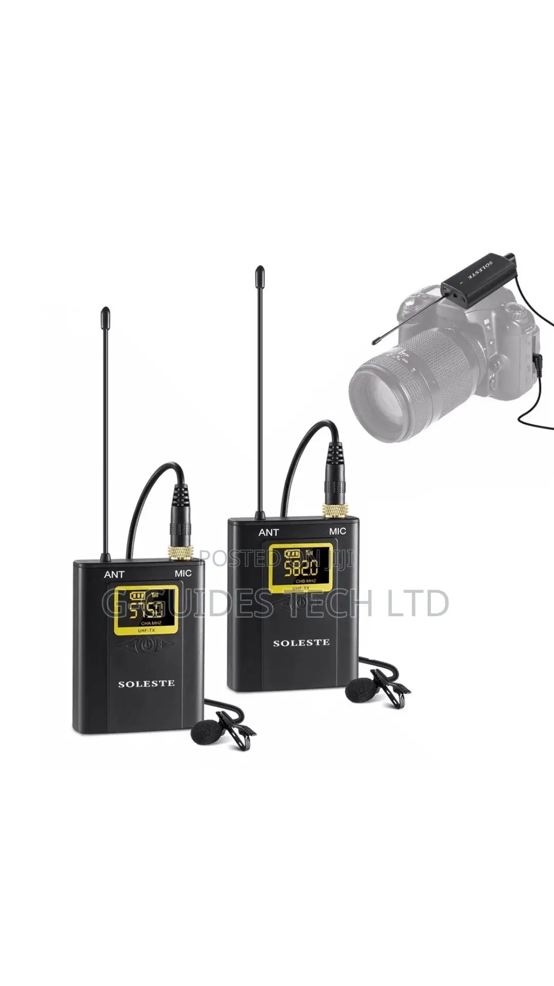 Soleste Wm-02 Uhf Wireless Double Lapel Microphone for Camera
