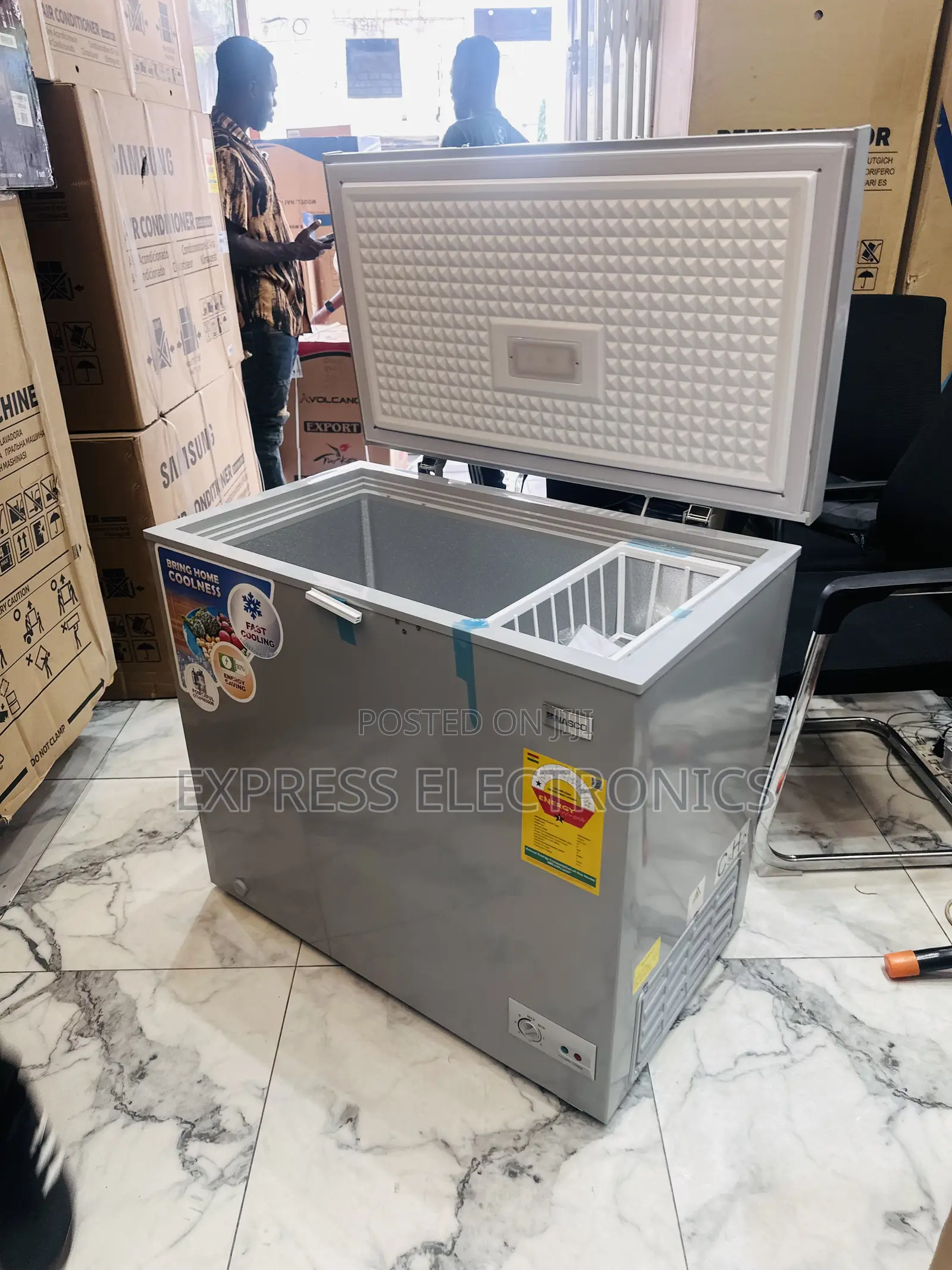 Nas2-210 Single Door Chest Freezer Nasco Grey Color.