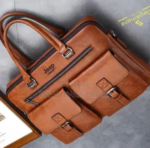 Pure Light Brown Mens 15.6 Inches Laptop Bag Wid Strap.