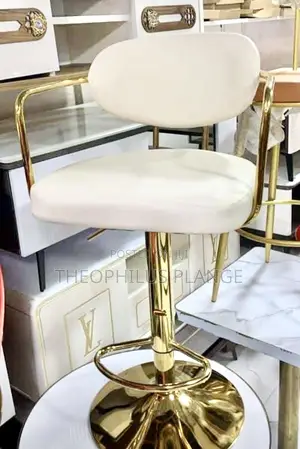 Adjustable Gold and White Bar Chair