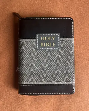 Pocket Size KJV Bible With Leather Jacket (Black Gray)