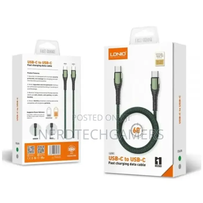 LDNIO LC101 Fast Charging Cable 60W Type-C to Type-C
