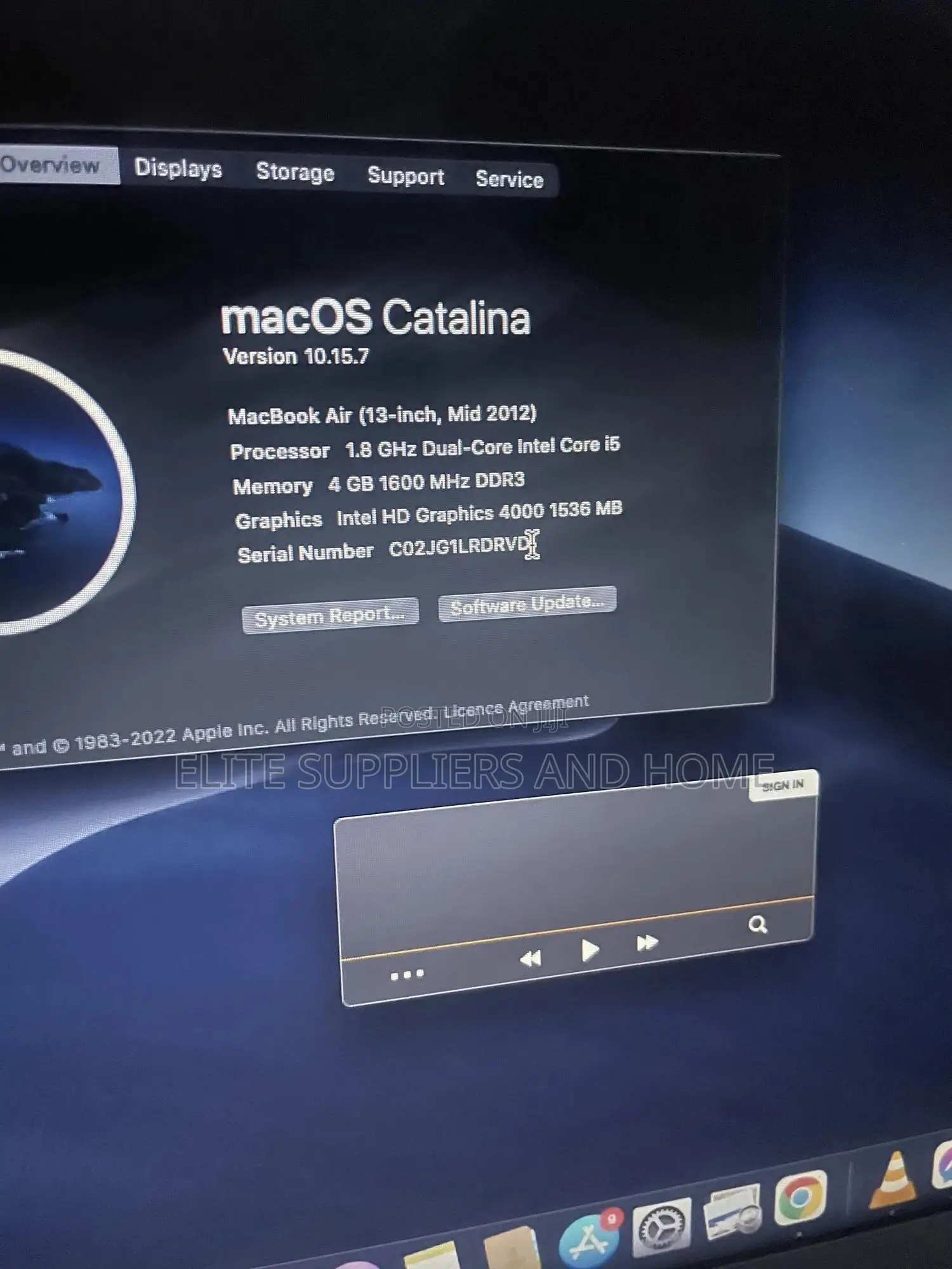 Laptop Apple MacBook Air 4GB Intel Core I5 SSD 256GB