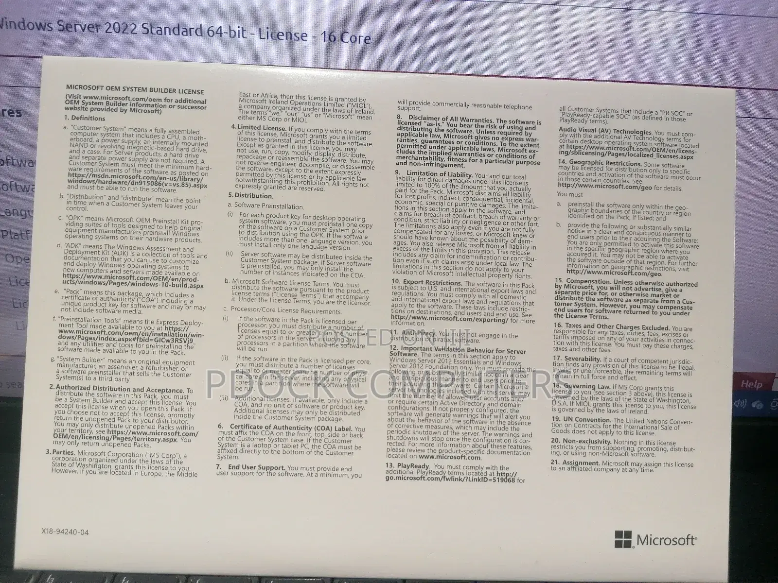 Windows SVR STD 2022 64bit English 1pk DSP OEI DVD 24 Core
