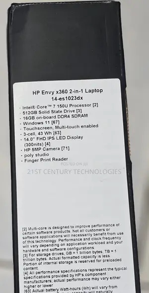New Laptop HP Envy X360 16GB SSD 512GB