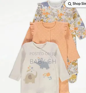 Assorted Safari Frill Long Sleeve Sleepsuits 3pack