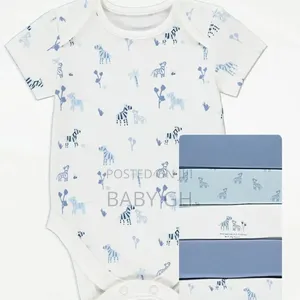 George Blue Zebra Short Sleeve 7 Pack Bodysuits