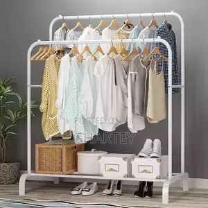 Portable Clothes Hanging Rack, Bottom Shelves