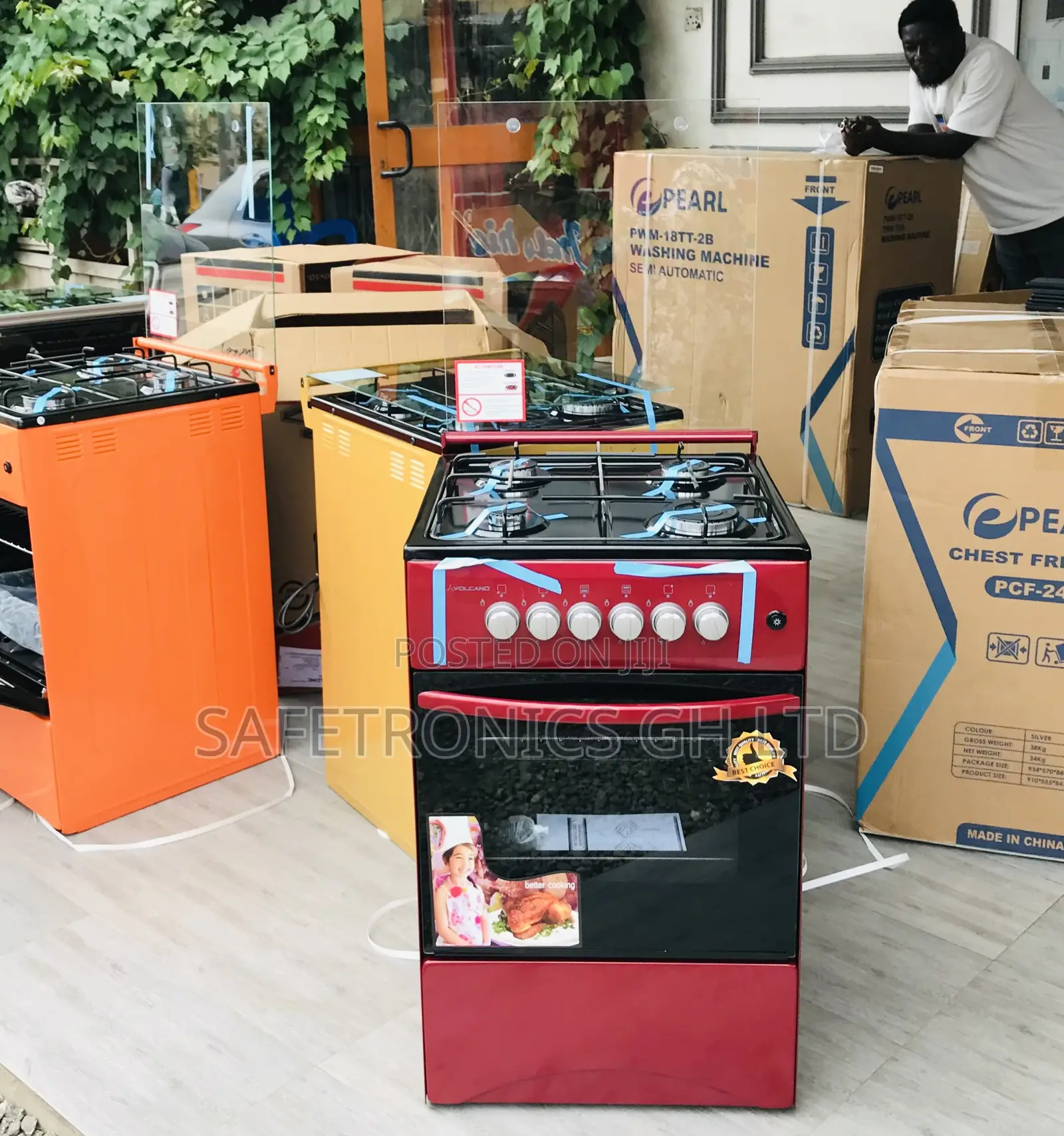 4 Burner Gas 50by50 Volcano Oven/Grill (Red) Available 