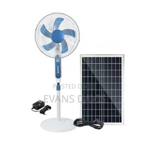 Rechargeable 16" Solar Fan With Solar Panel White