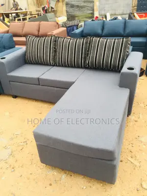 Ash Color L Shaped Sofa Chair(With Strong Fabric)
