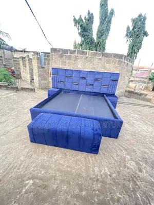 King Size Bed Frame and Ottoman With Side Drawers