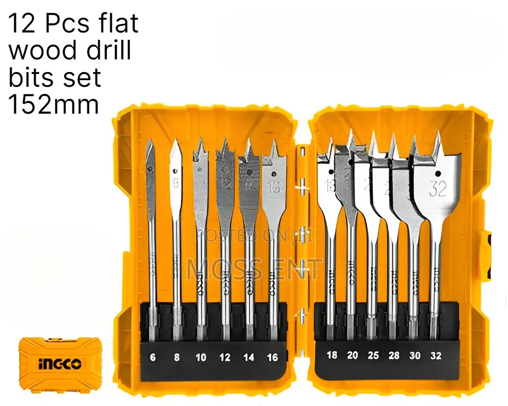 12 PCS Flat Wood Drill Bits Set 152mm - Akdl1201