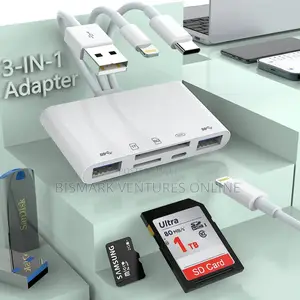 5in-1 iPhone Memory Card Reader, USB OTG Adapter SD/TF Card