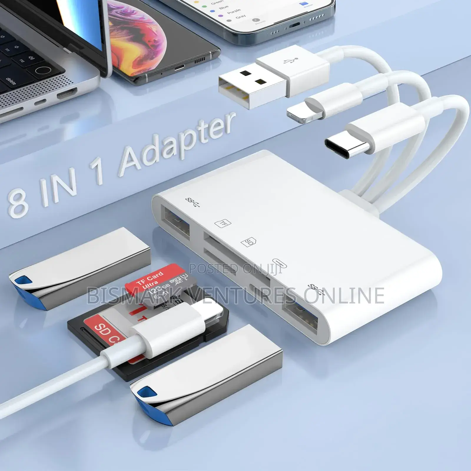 5in-1 iPhone Memory Card Reader, USB OTG Adapter SD/TF Card