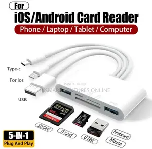 5in-1 iPhone Memory Card Reader, USB OTG Adapter SD/TF Card