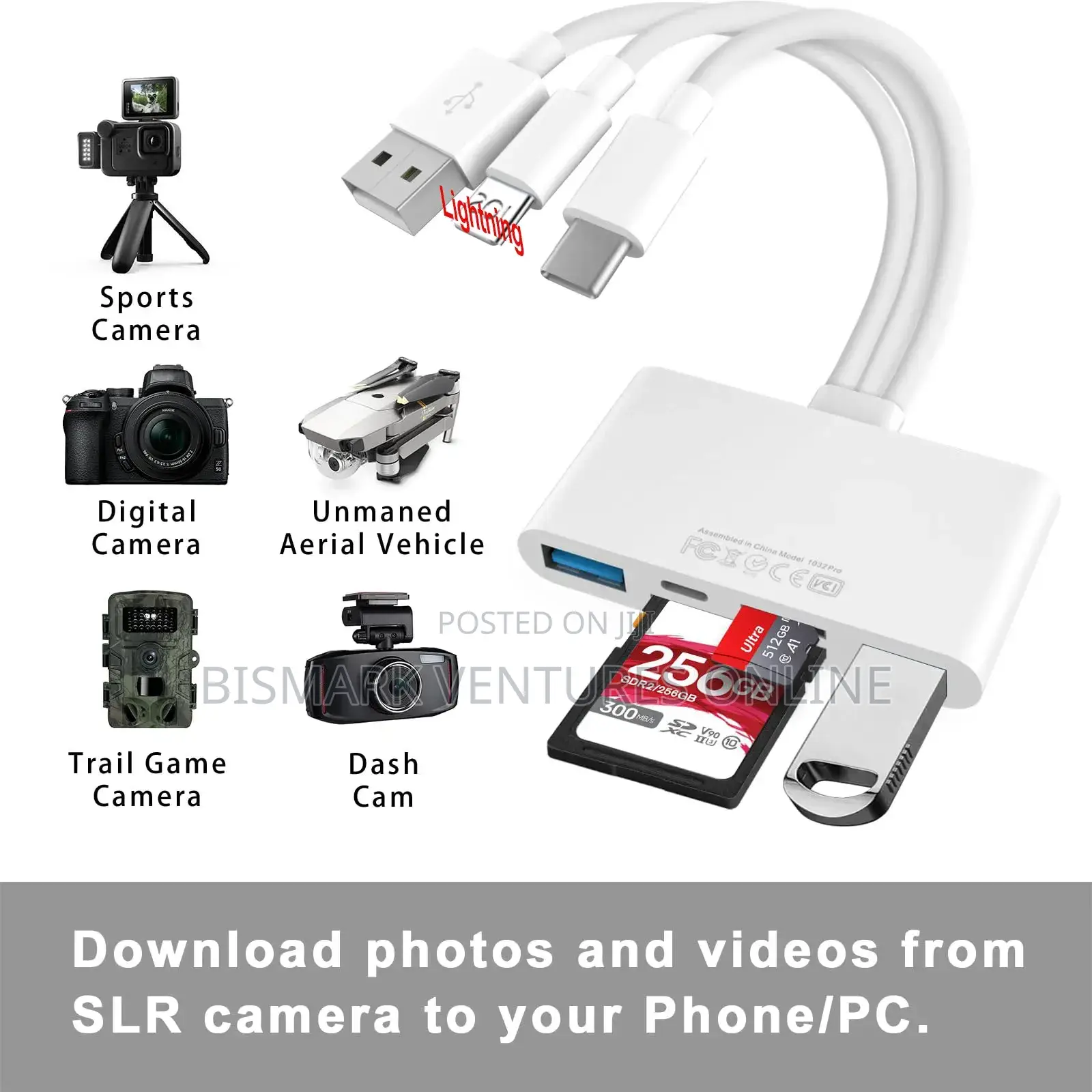 5in-1 iPhone Memory Card Reader, USB OTG Adapter SD/TF Card