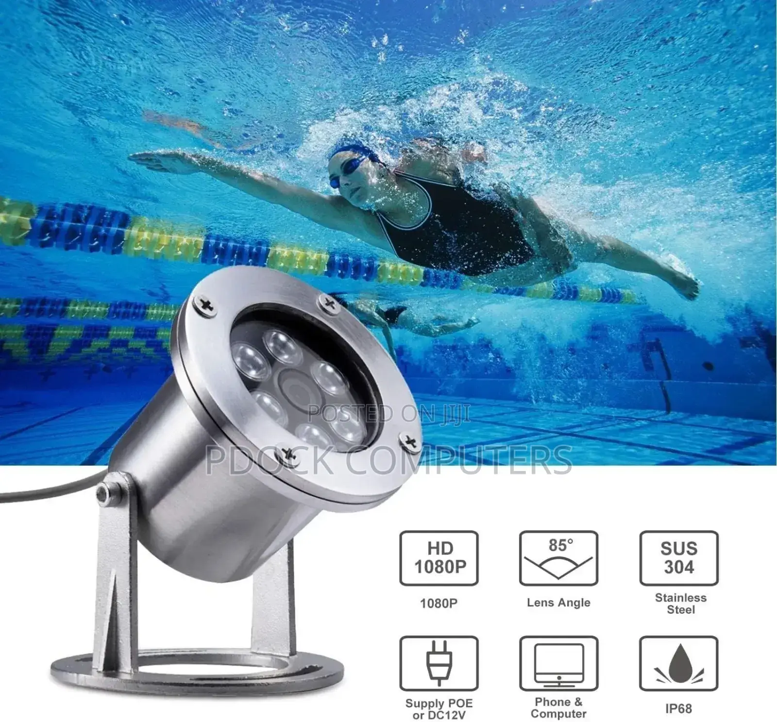 CCTV Underwater Stainless Steel IP68 5MP POE IP Pond Camera