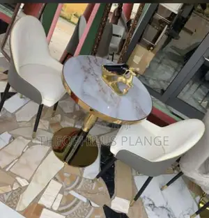 2 Seater White and Gold Mable Center Table Set