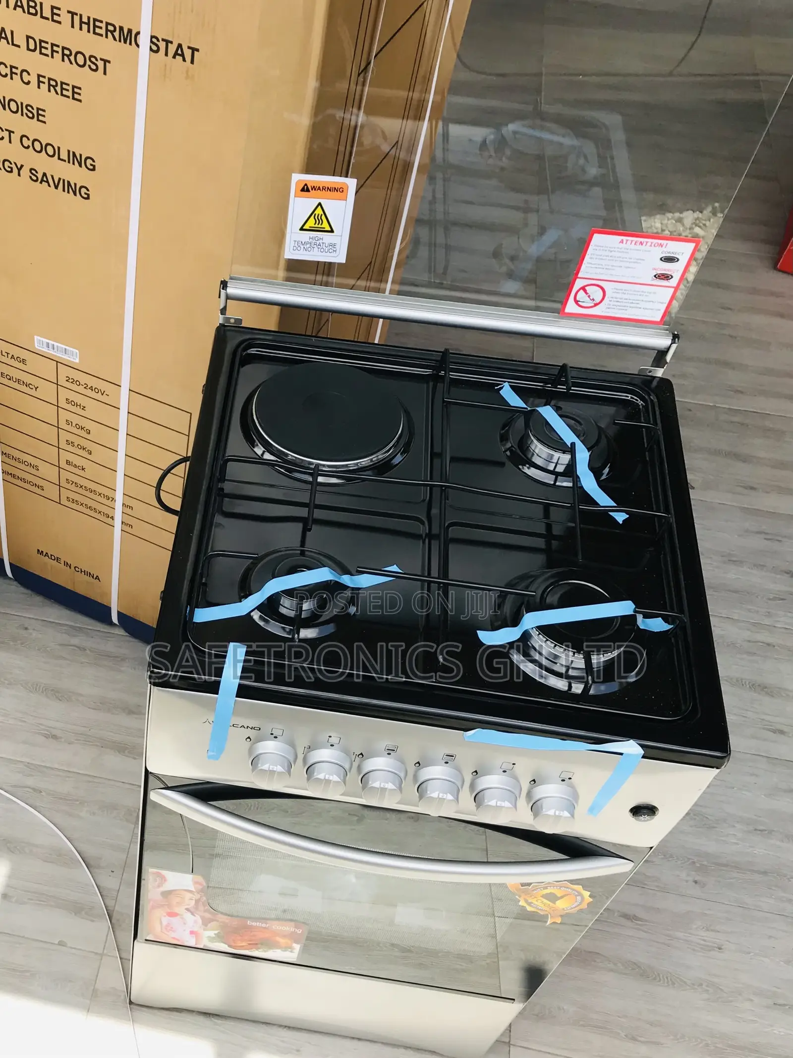 1 Electric 3 Gas Oven/Grill Volcano 50by50 Glass Lid