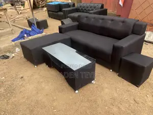 Black Fabric Sofa Set