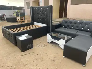 Double Bed Frame With 3in One L Shape Sofa Set