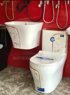 White And Gold Water Closet