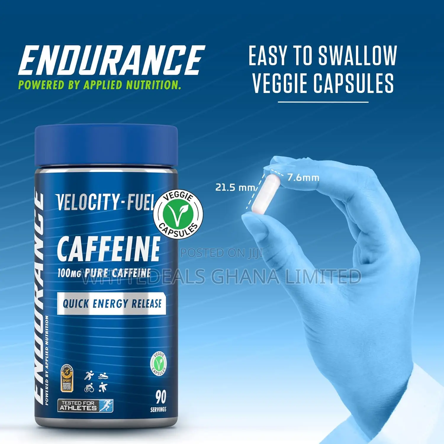 Quick Energy Release| 100mg Organic Caffeine For Endurance N Strength