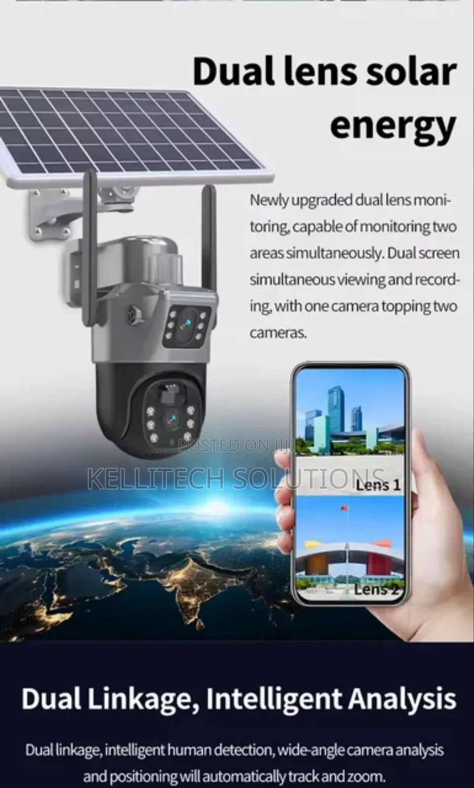 4G 2in1 Double Lens CCTV Camera With Solar Panel