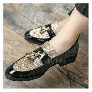 Men Slip-Ons Classic Formal Golden Black Shoe