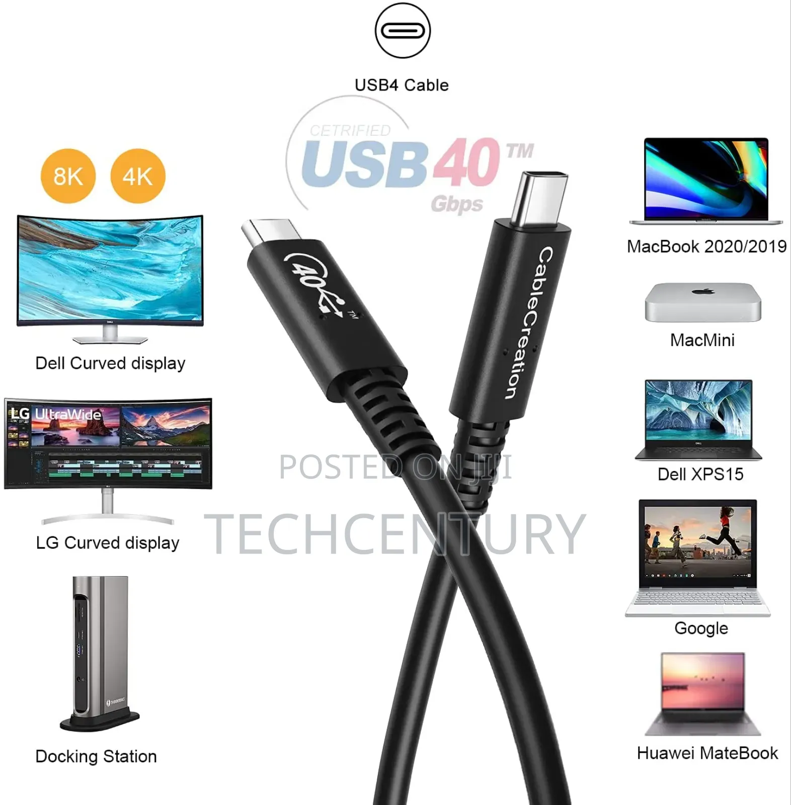 Cablecreation Thunderbolt/Usb4 Cable 40gbps 100W