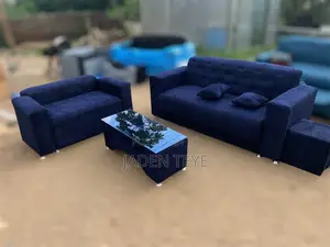 Blu Black Fabric Sofa Set