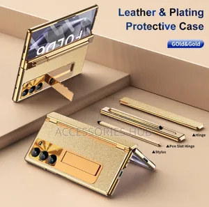 Z Fold 6 Luxury Gold Plated Case With Pen Slot and a Stand