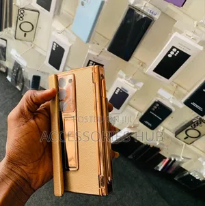 Z Fold 6 Luxury Gold Plated Case With Pen Slot and a Stand