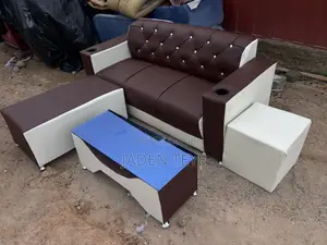 Brown and Cream Sofa Set