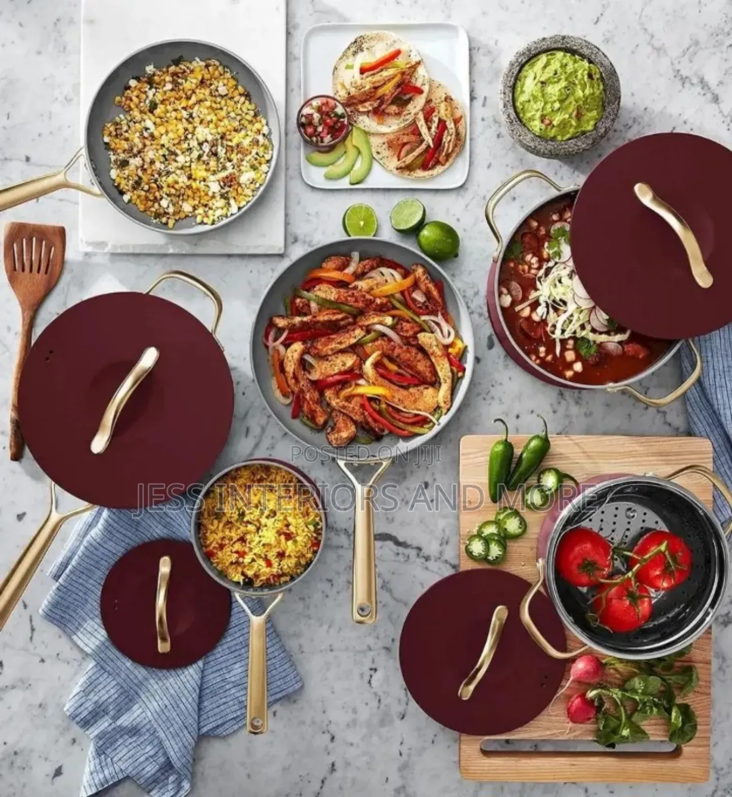 Member's Mark 11-Piece Modern Ceramic Cookware Set(Burgundy)