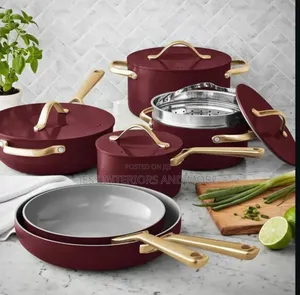 Member's Mark 11-Piece Modern Ceramic Cookware Set(Burgundy)