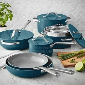 Member's Mark 11-Piece Modern Ceramic Cookware Set -Blue
