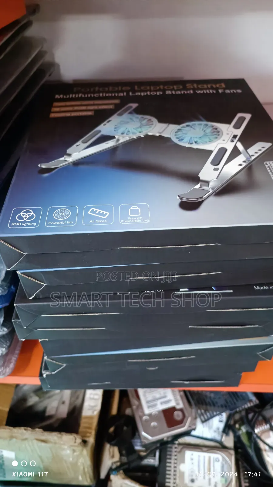 Adjustable Portable Foldable Laptop Stand + Fan RGB Light