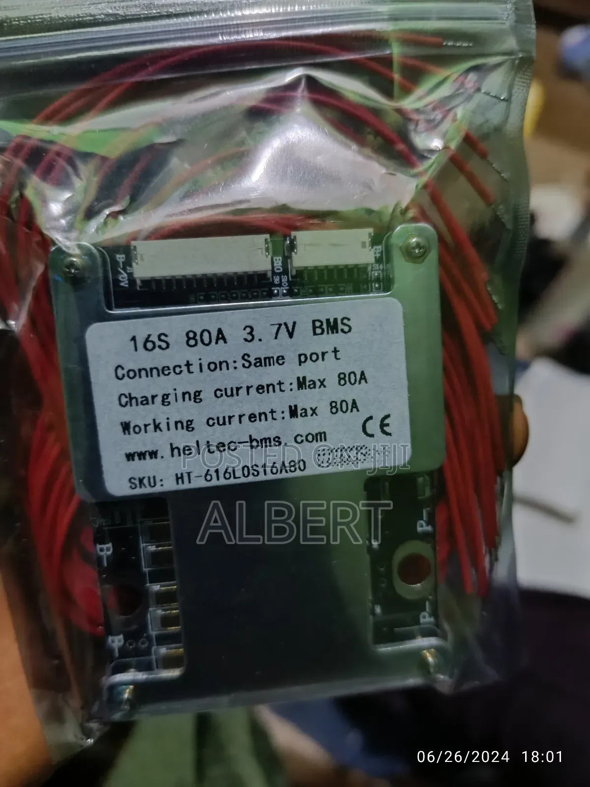 16S 80A BMS for 3.7v Lithium Batt