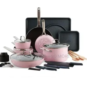 Pink Diamond 30-Piece Non-Stick Cookware Set 
(Pink)
