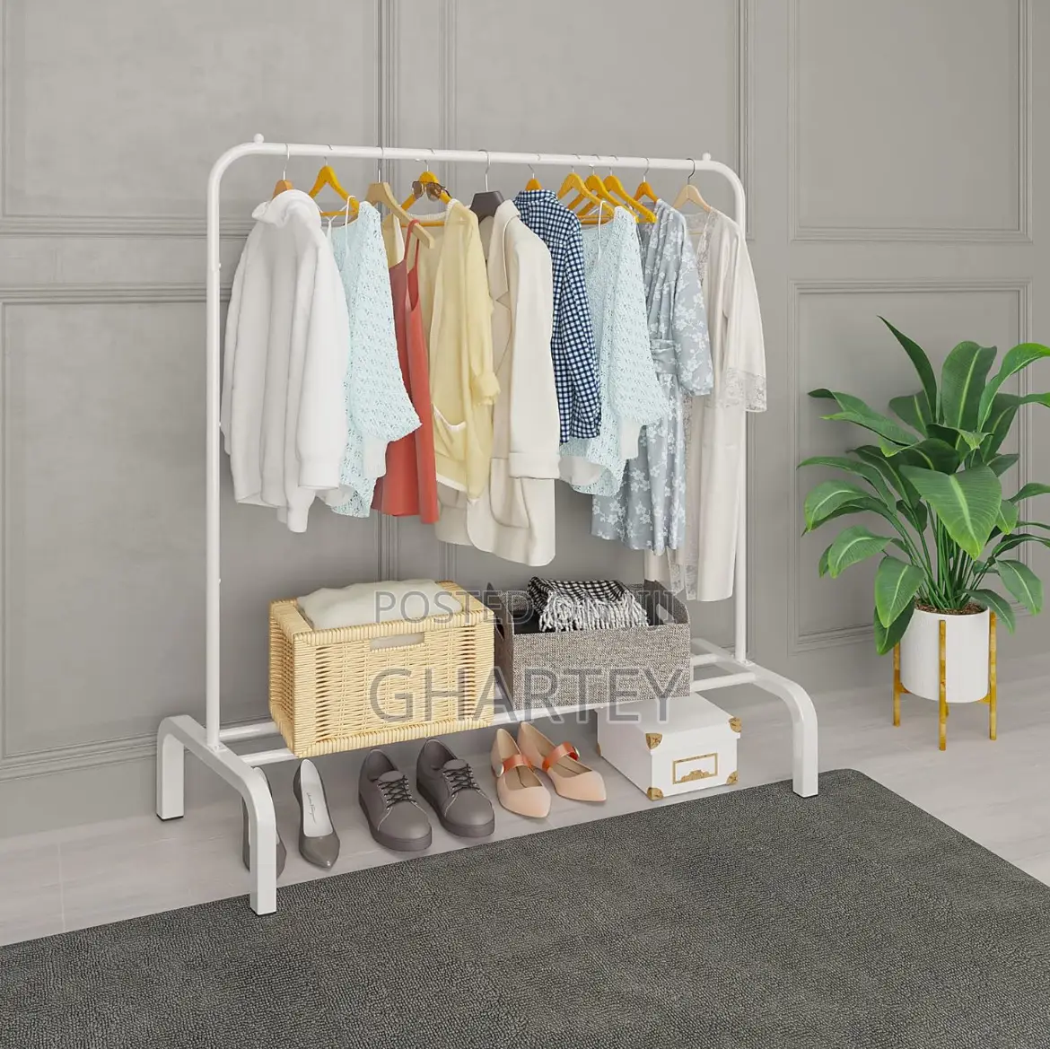 Clothes Metal Hanging Rack White