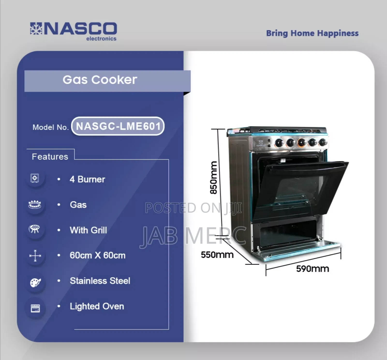 4 Burners Gas Cooker With Grill Automatic Oven Grill