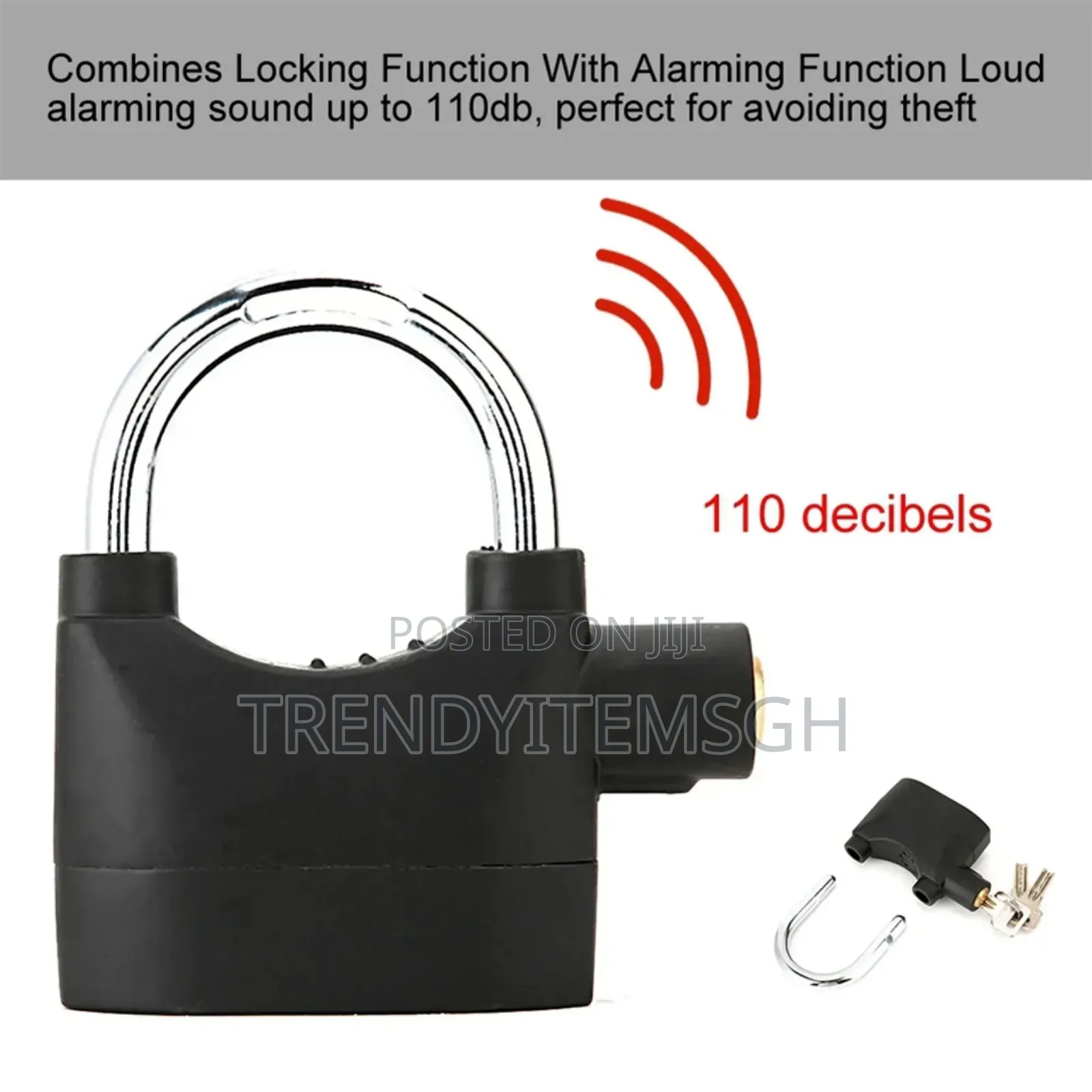 Black Waterproof Security Siren Alarm Padlock