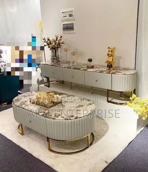 2 in 1 Luxury Tv Stand and Center Table Marble
