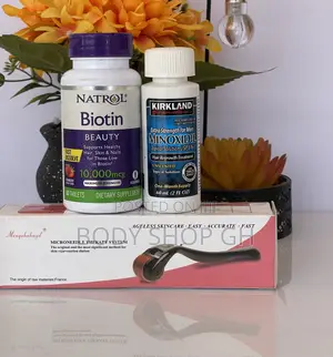 Natrol Biotin + Kirkland Minoxidil + Derma Roller for Beard