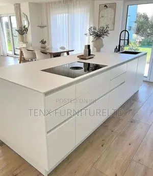 Kitchen Cabinet With (Island) All White