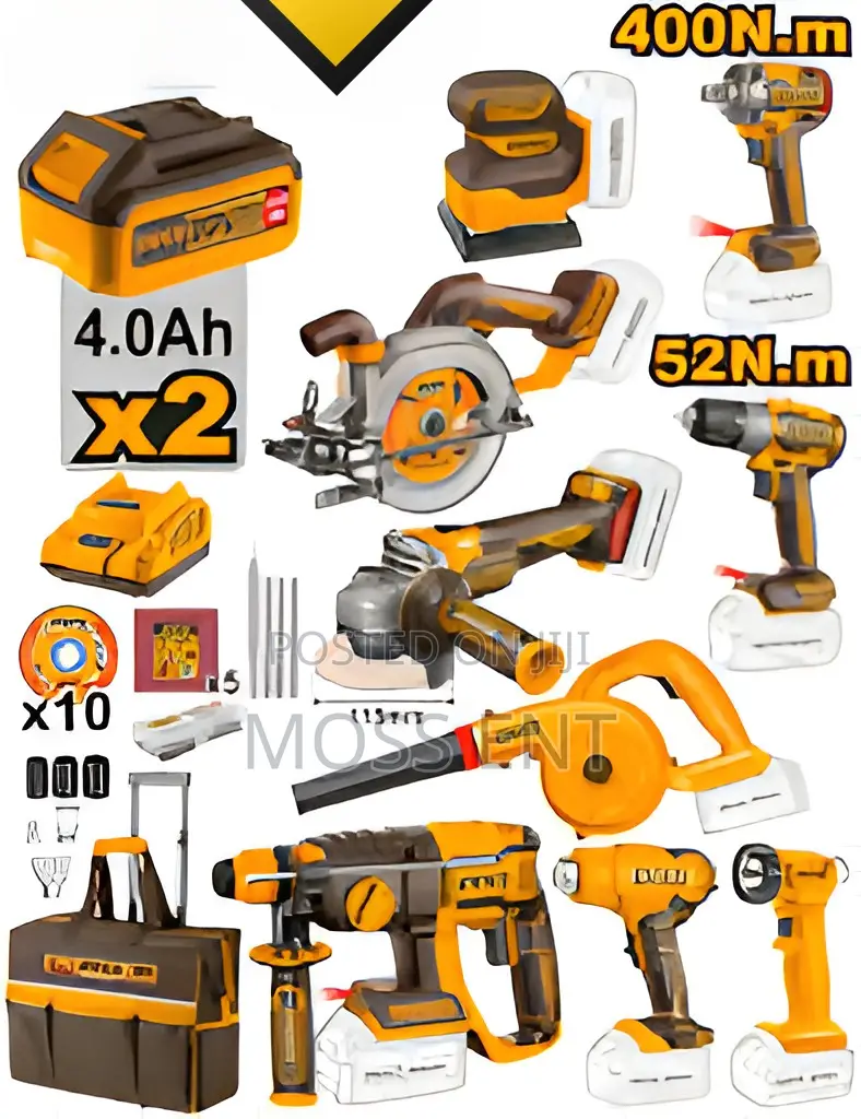 9 PCS Cordless Industrial Combo Kit 20v - Ckli2098