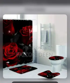 High Quality Shower Curtain With Matching 3 Set Bathroom Mat