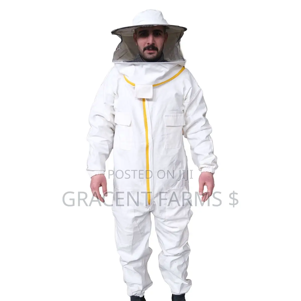 2-Zipper Off-White Cowboy Style Beekeepers' Jumpsuit